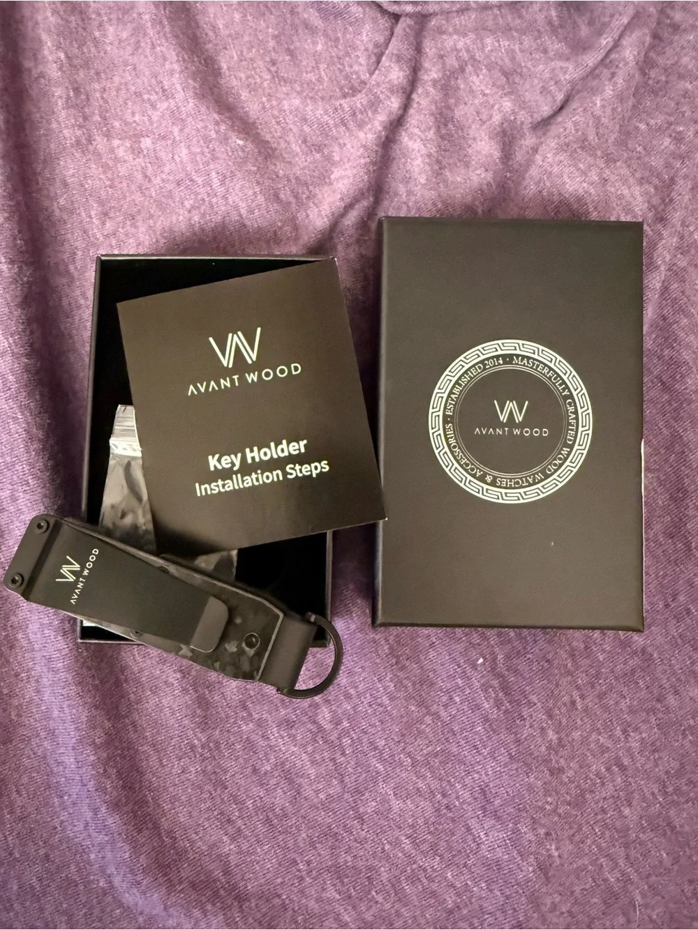 Avant Wood Black Key Holder and Card Holder Wallet.